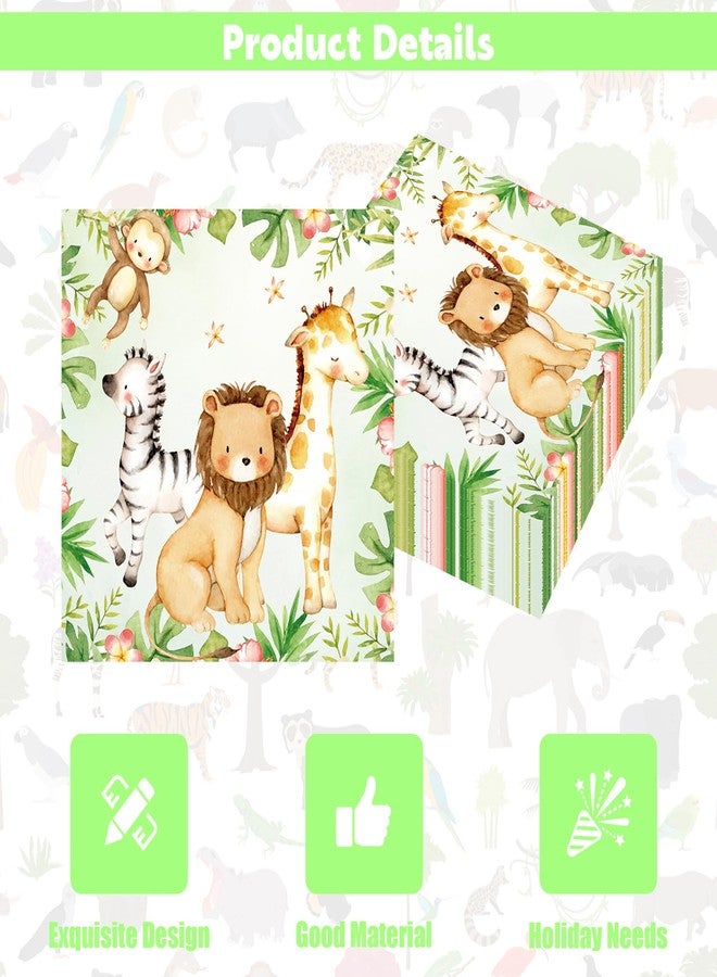 Ysqool 20-Pack Jungle Safari Animal Napkins, 6.5 x 6.5 In Disposable Paper Napkins for Party, Cute Wildlife Safari Theme Dinner Napkins for Wild One Party, Baby Shower, and Birthday Decorations - Image 3